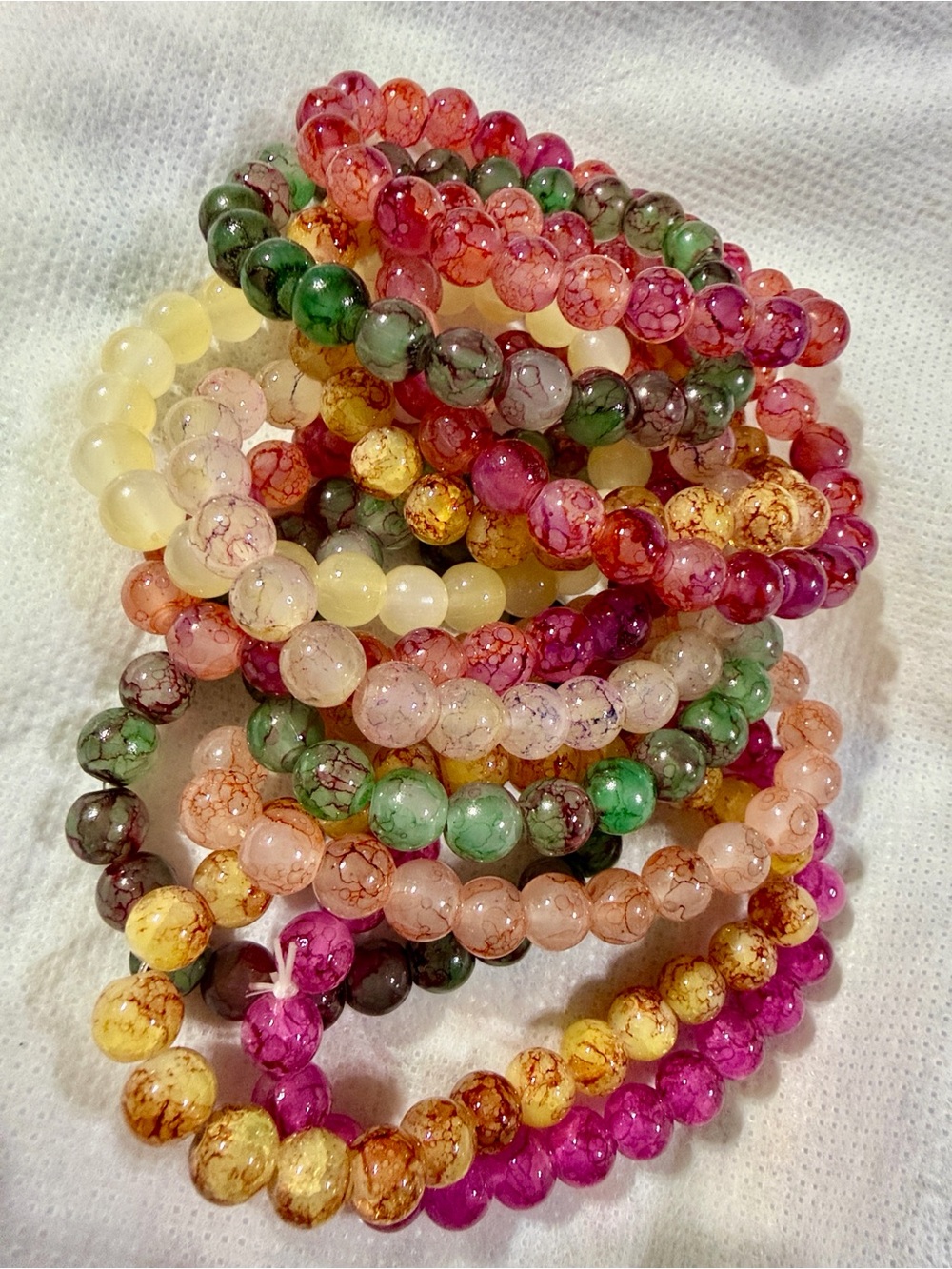 Bundle of 12 pieces Multicolor Beaded Stretch Bracelet Set - Women Jewelry